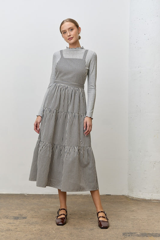 Janie Overall Dress- Striped
