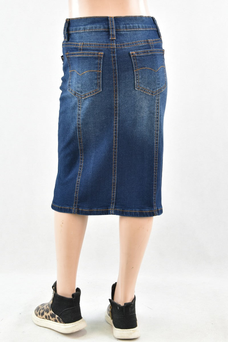 Fran Jean Skirt Dark Indigo- Girls