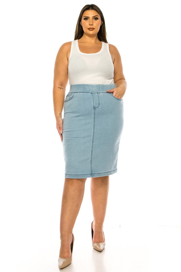 Darla Jean Skirt- Light Indigo Wash