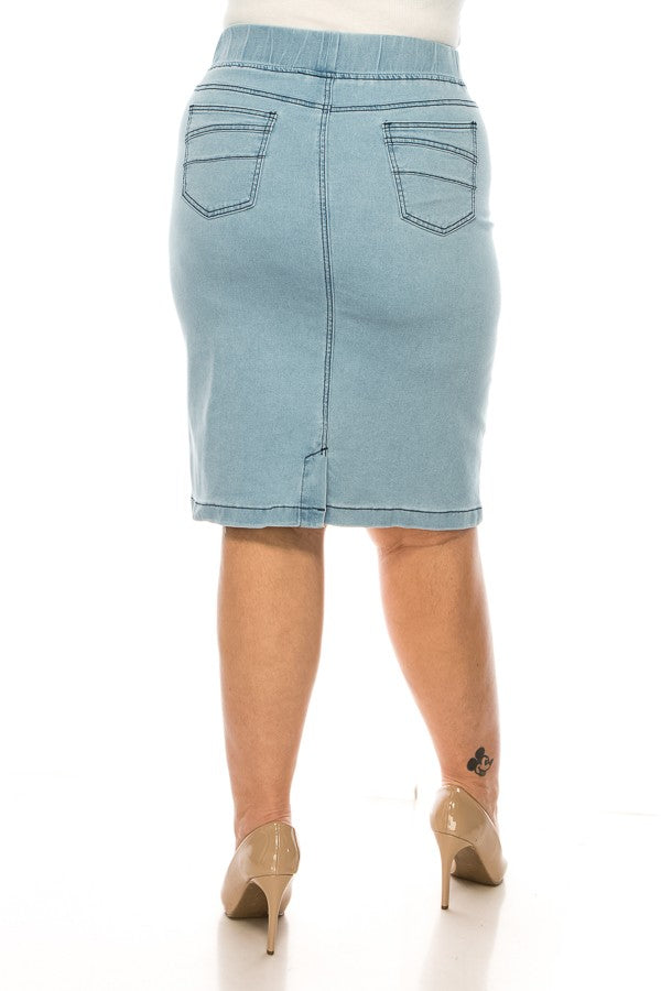 Darla Jean Skirt- Light Indigo Wash