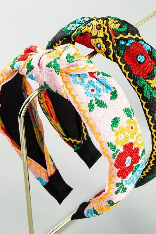 Floral Design Embroidery Headband
