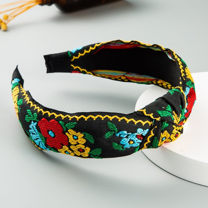 Floral Design Embroidery Headband