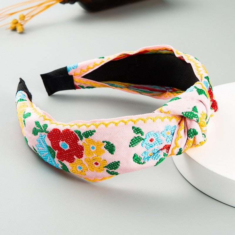Floral Design Embroidery Headband