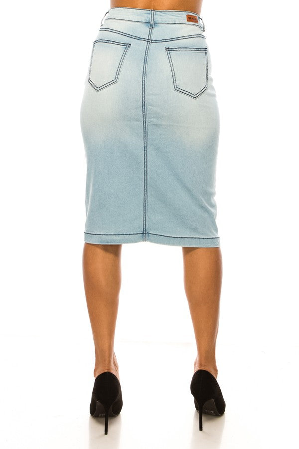 Clara Jean Skirt- Lt. Indigo Wash