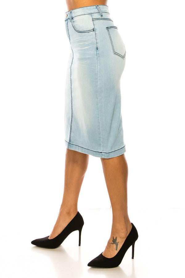 Clara Jean Skirt- Lt. Indigo Wash