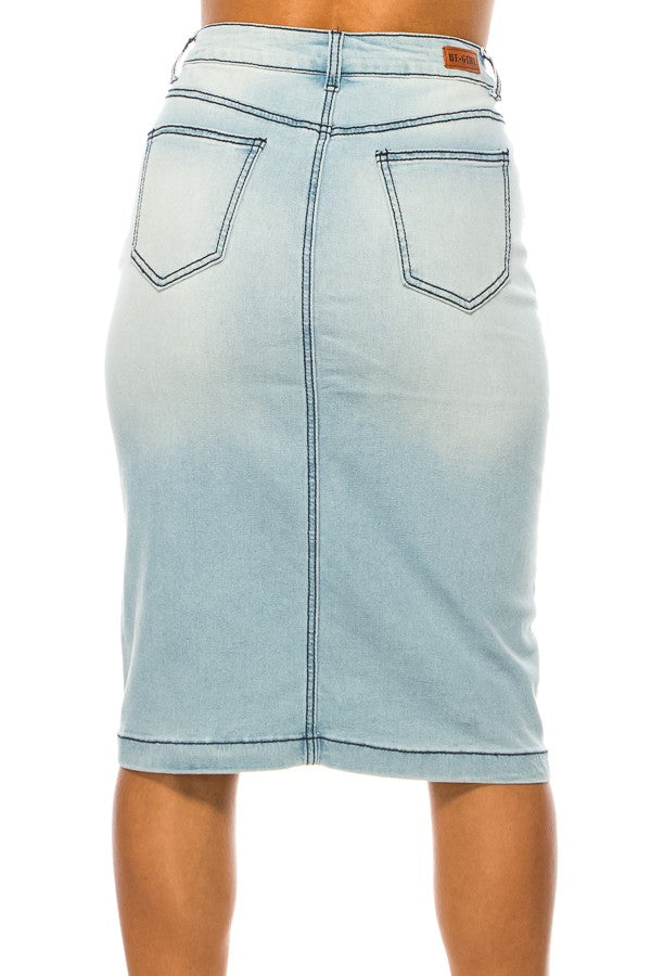 Clara Jean Skirt- Lt. Indigo Wash