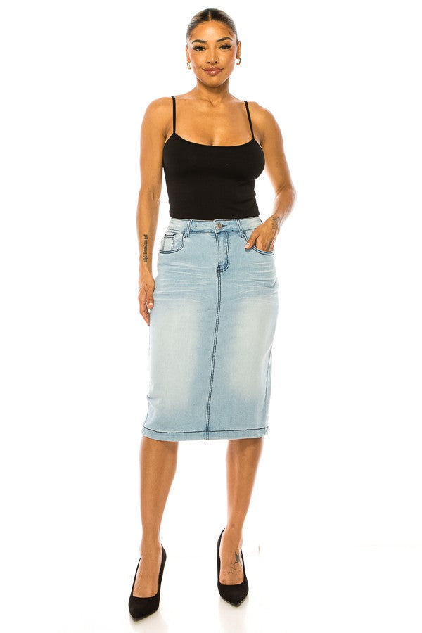 Clara Jean Skirt- Lt. Indigo Wash