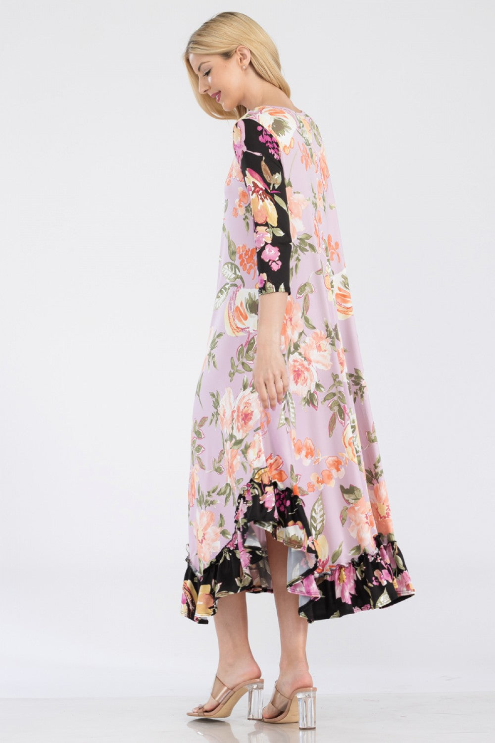 Jeannie Dress- Mauve Floral Print Dress