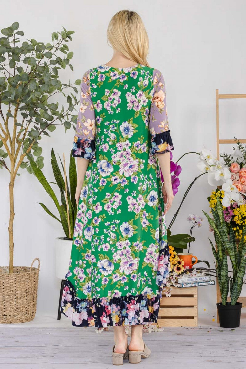 Jeannie Dress- Green Floral Print