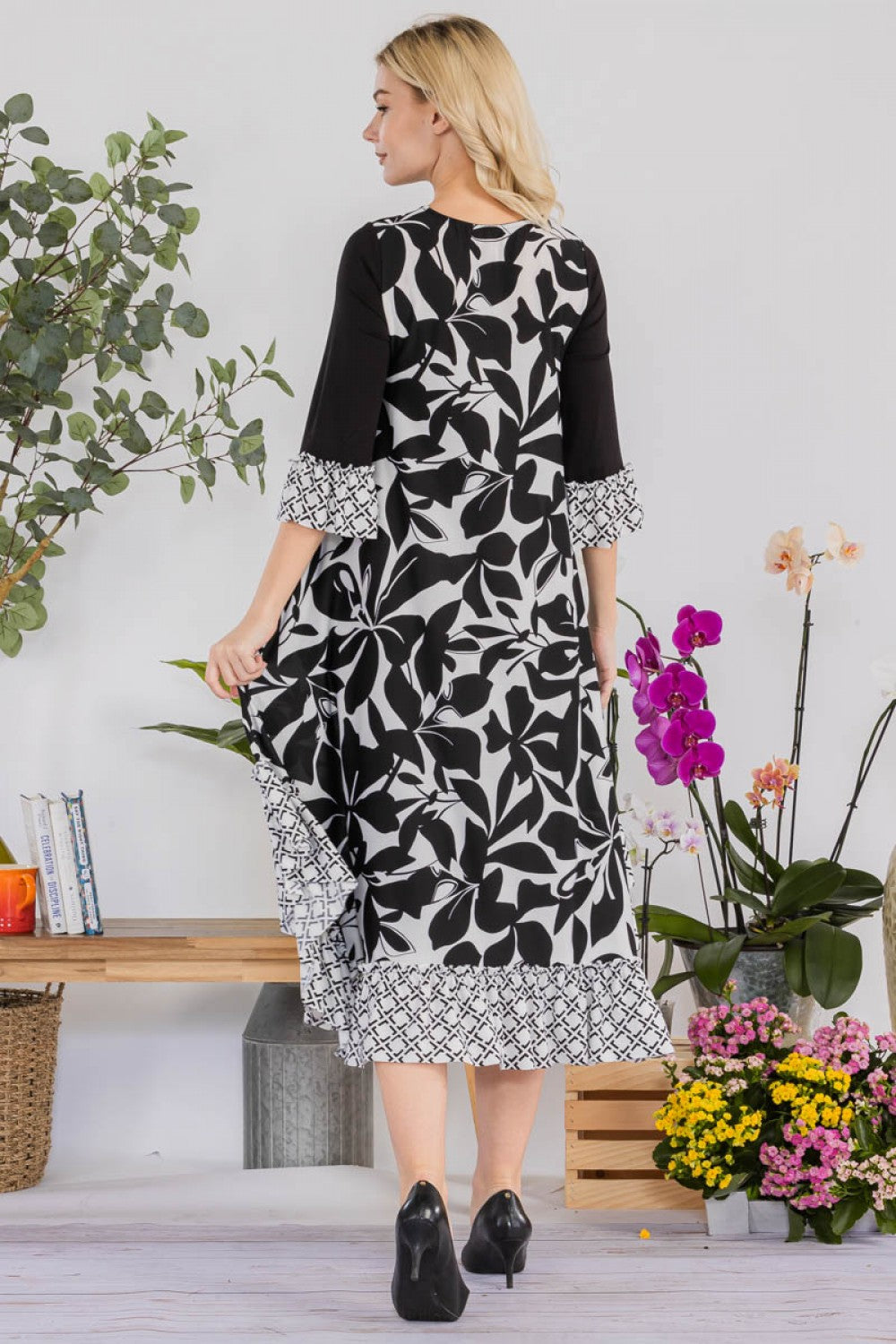 Jeannie Dress- Floral Contrast
