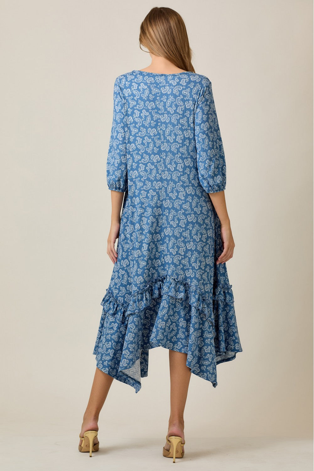 Linda Dress- Blue Paisley Print