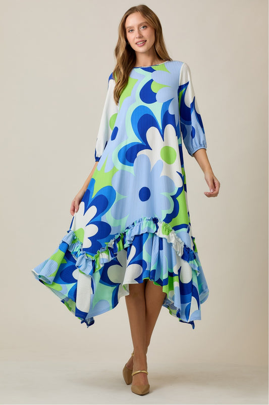 Linda Dress- Royal Blue Floral