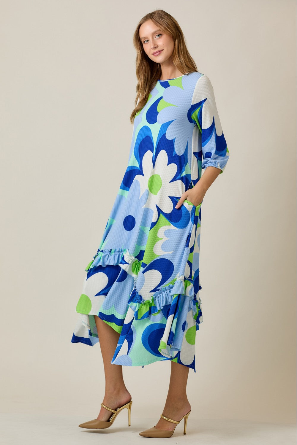 Linda Dress- Royal Blue Floral