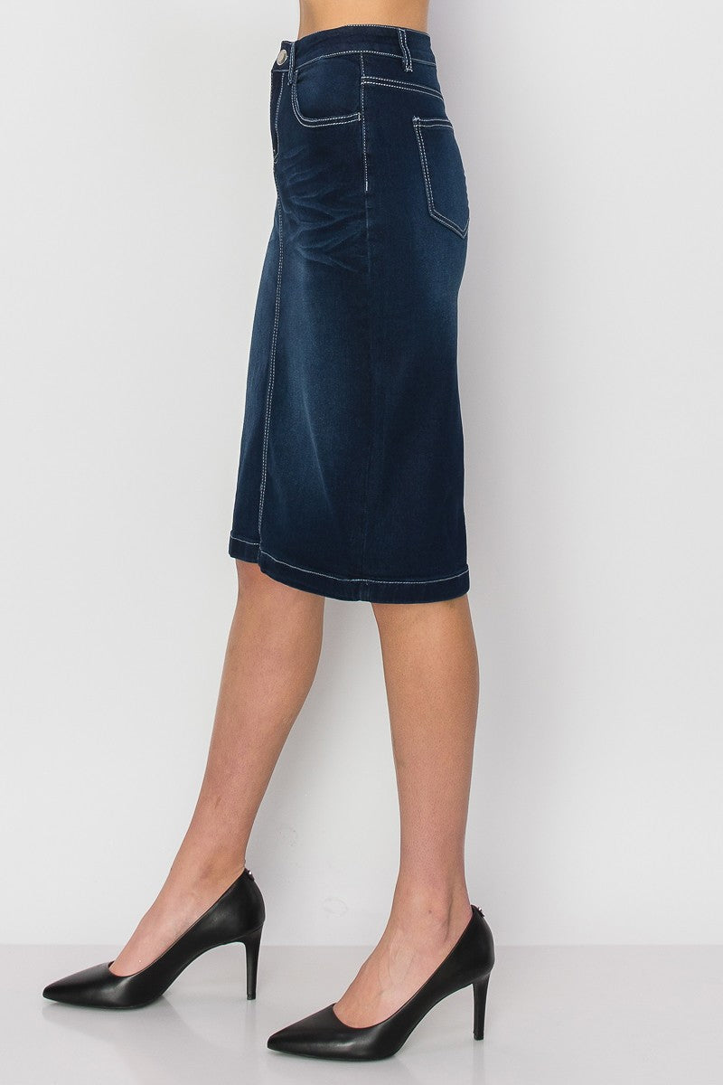 Clara Jean Skirt- Dark Indigo Wash
