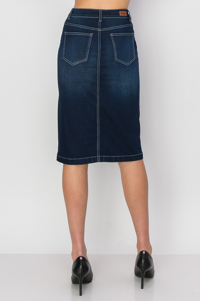 Clara Jean Skirt- Dark Indigo Wash