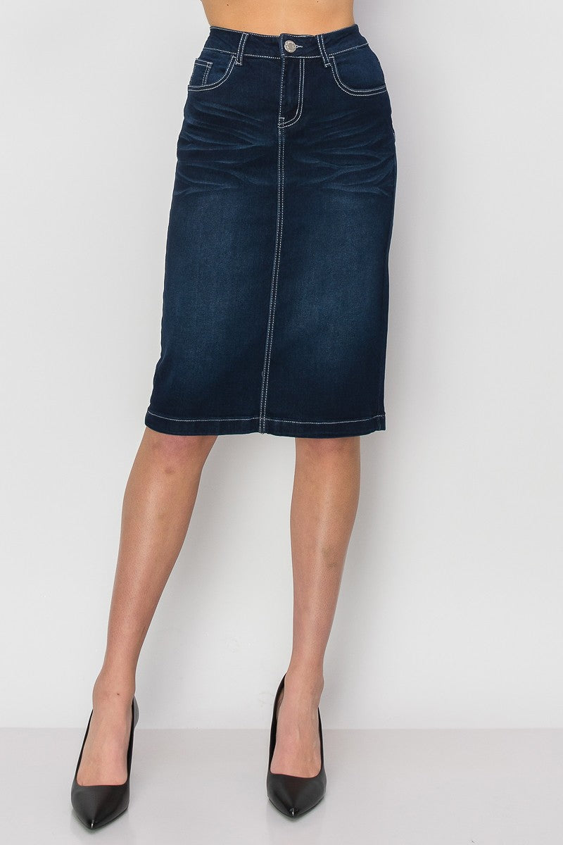 Clara Jean Skirt- Dark Indigo Wash