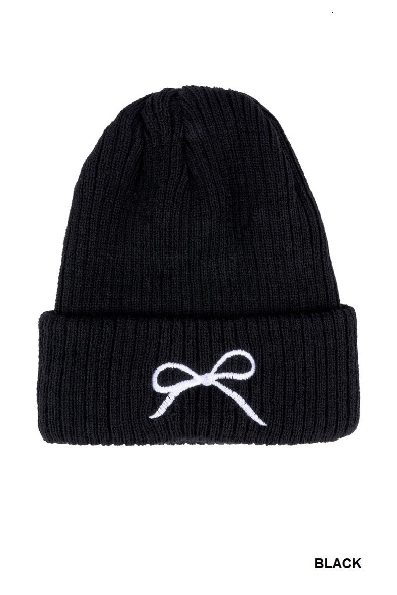 Bow Embroidered Beanie