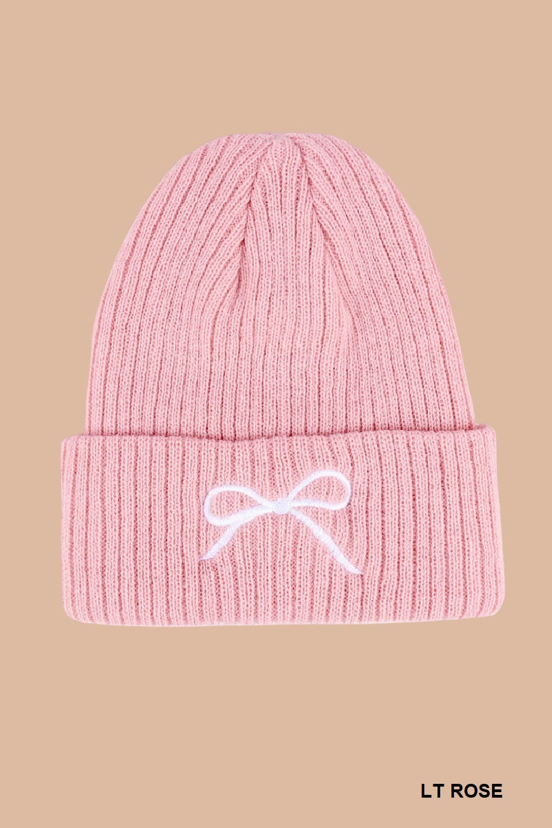 Bow Embroidered Beanie