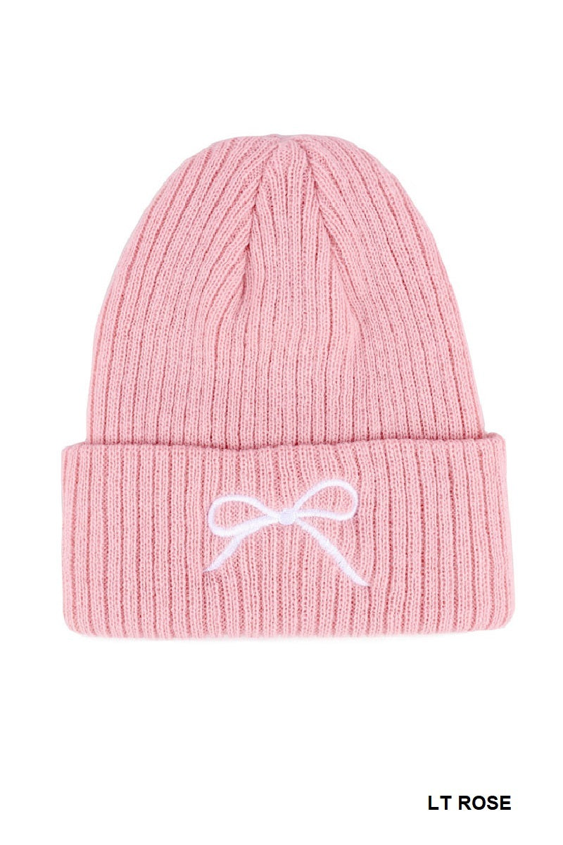 Bow Embroidered Beanie
