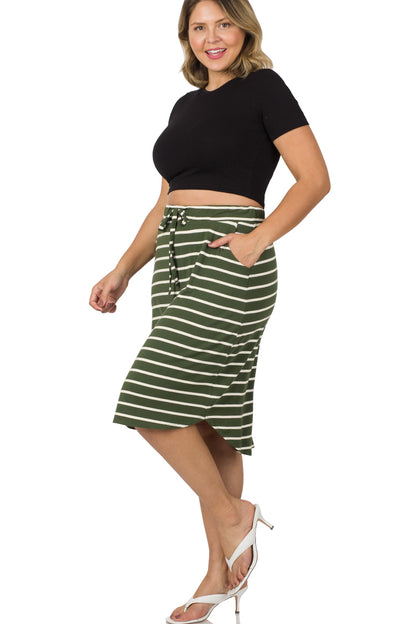 Striped Tulip Skirt- Plus