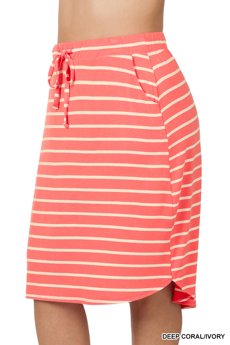 Striped Tulip Skirt- Plus