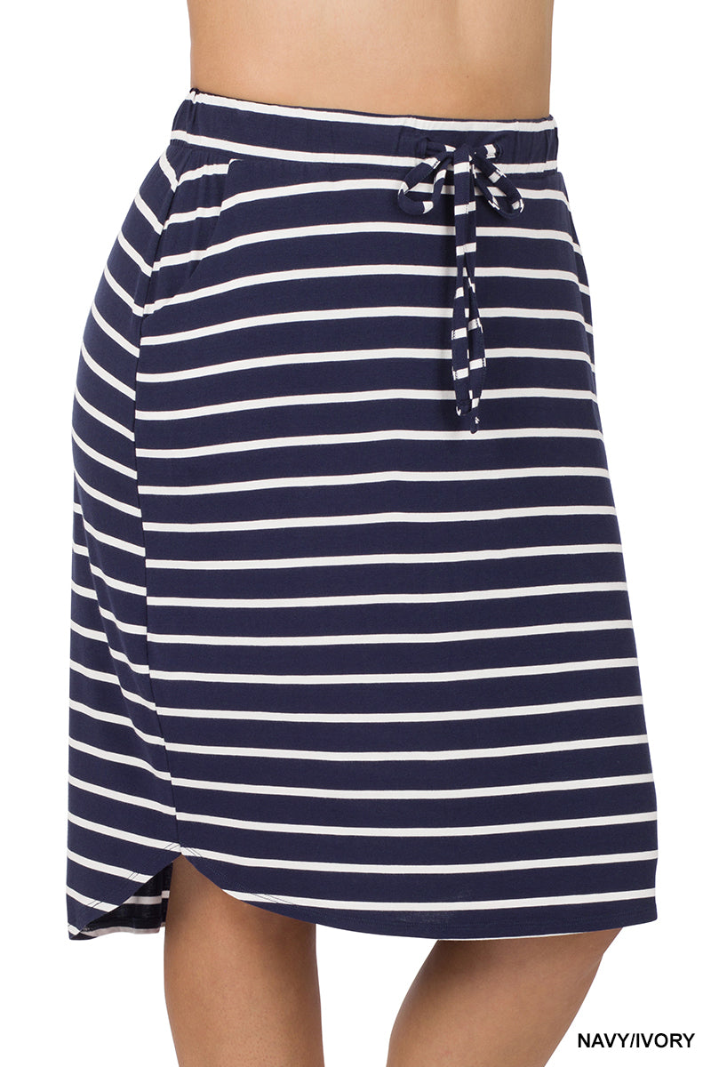 Striped Tulip Skirt- Plus