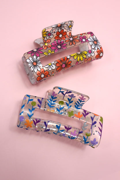 Floral Hair Claw Clips