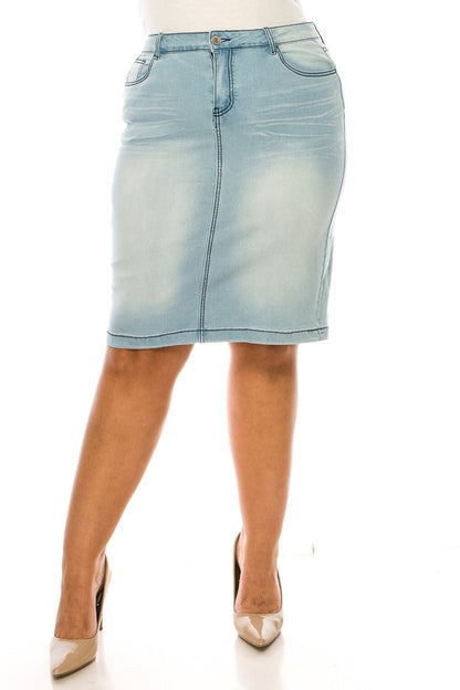Clara Jean Skirt- Lt. Indigo Wash