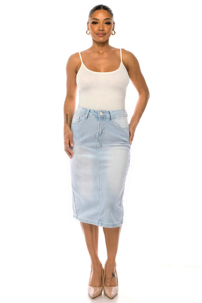Catherine Jean Skirt- Lt Indigo Wash