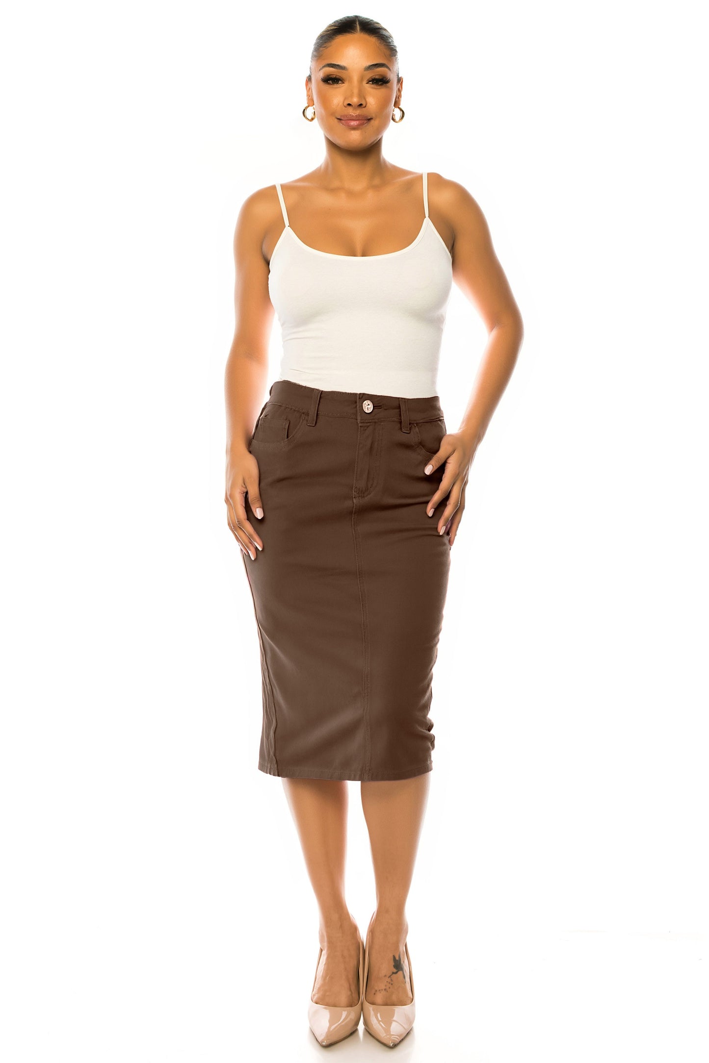 Janet Jean Skirt- Brown