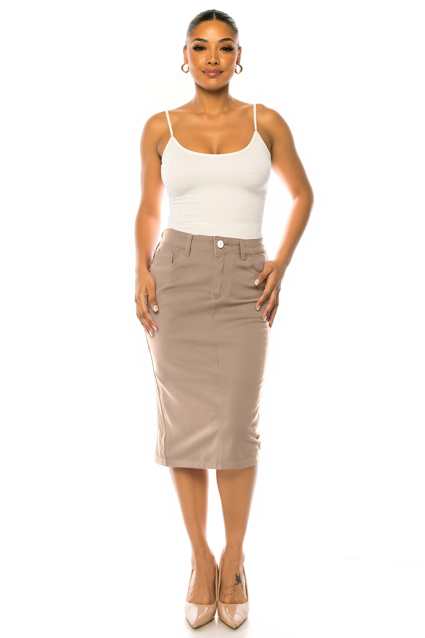 Janet Jean Skirt- Stone