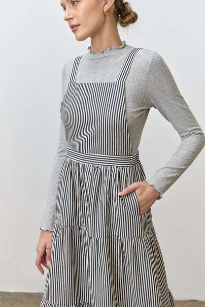 Janie Overall Dress- Striped