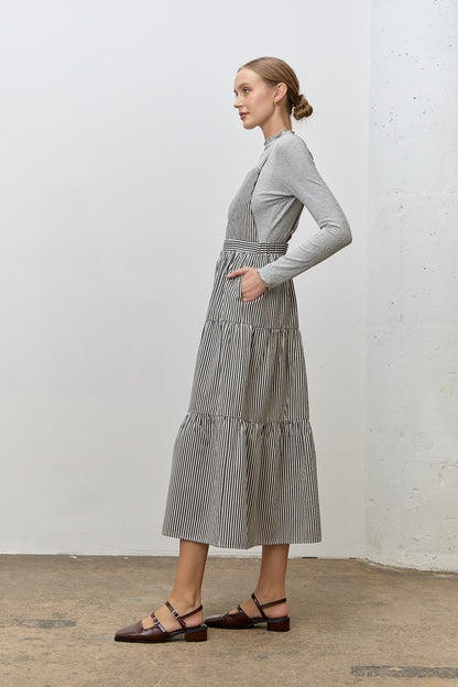 Janie Overall Dress- Striped