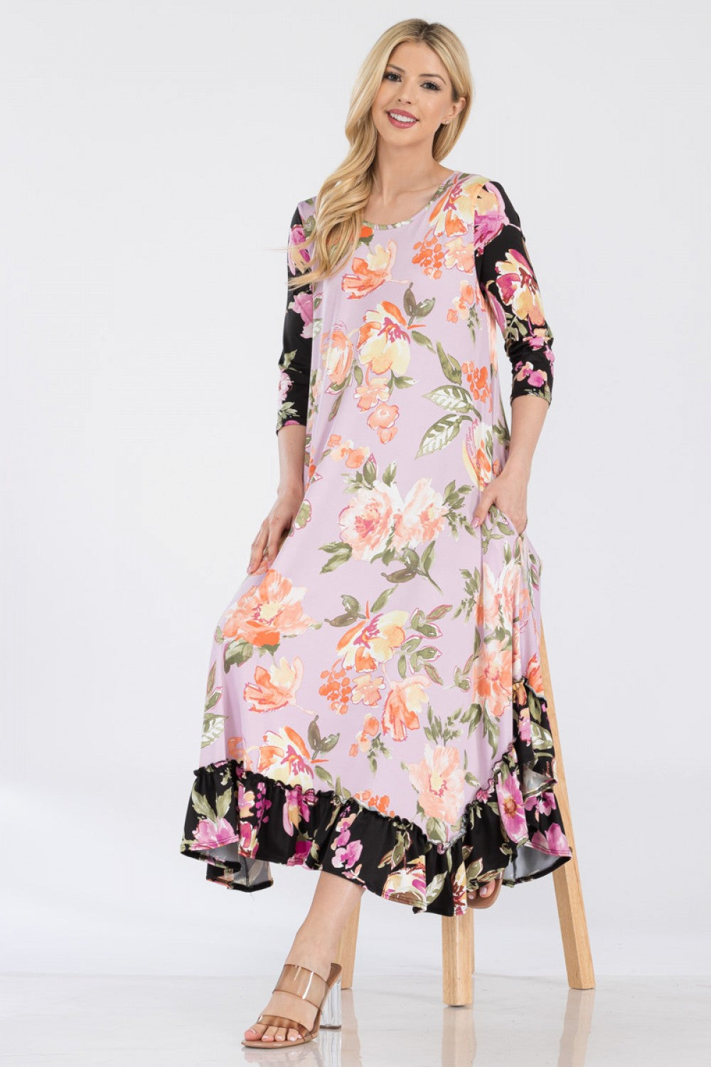 Jeannie Dress- Mauve Floral Print Dress