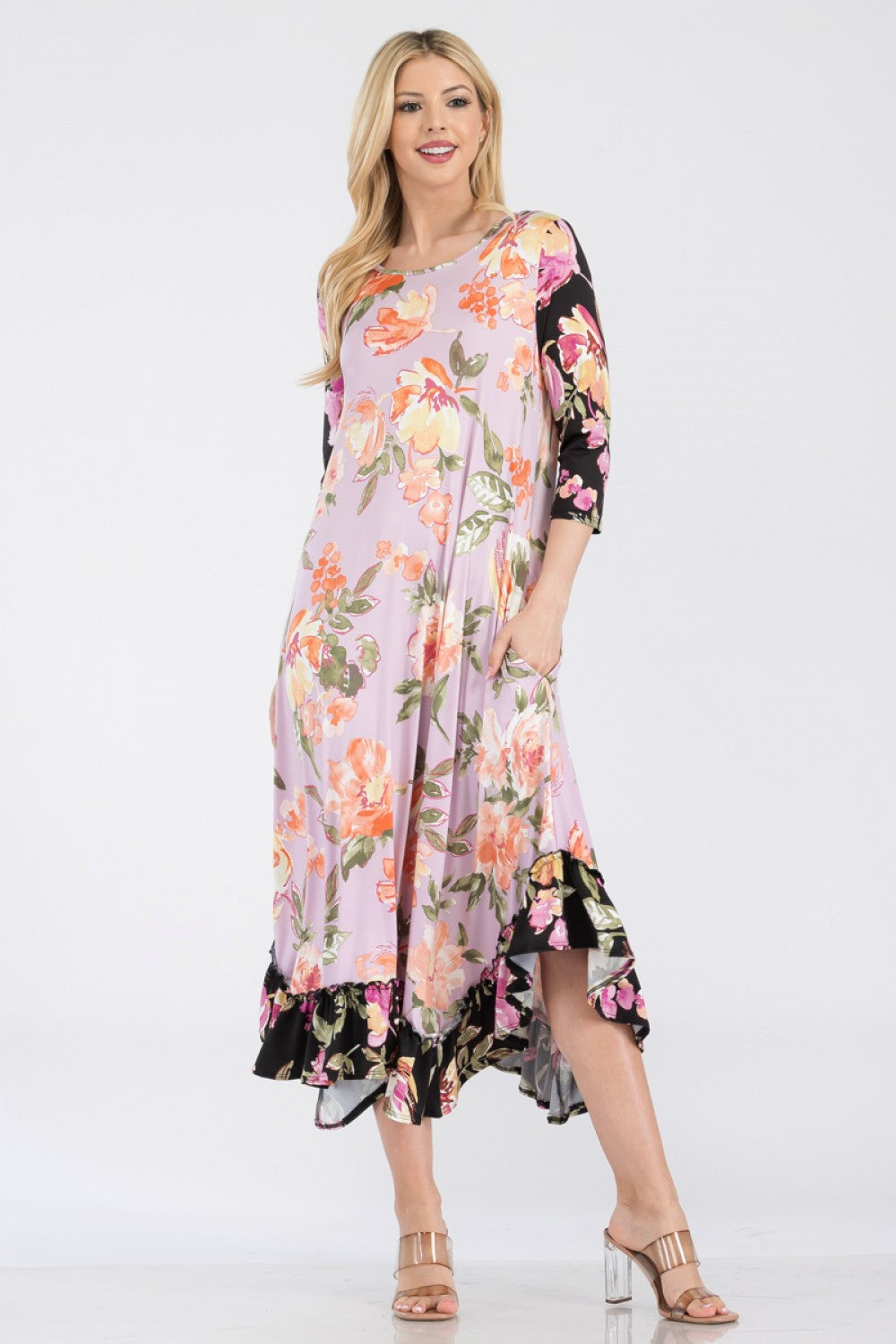 Jeannie Dress- Mauve Floral Print Dress