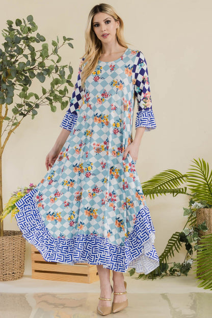Jeannie Dress- Royal Blue Floral Print