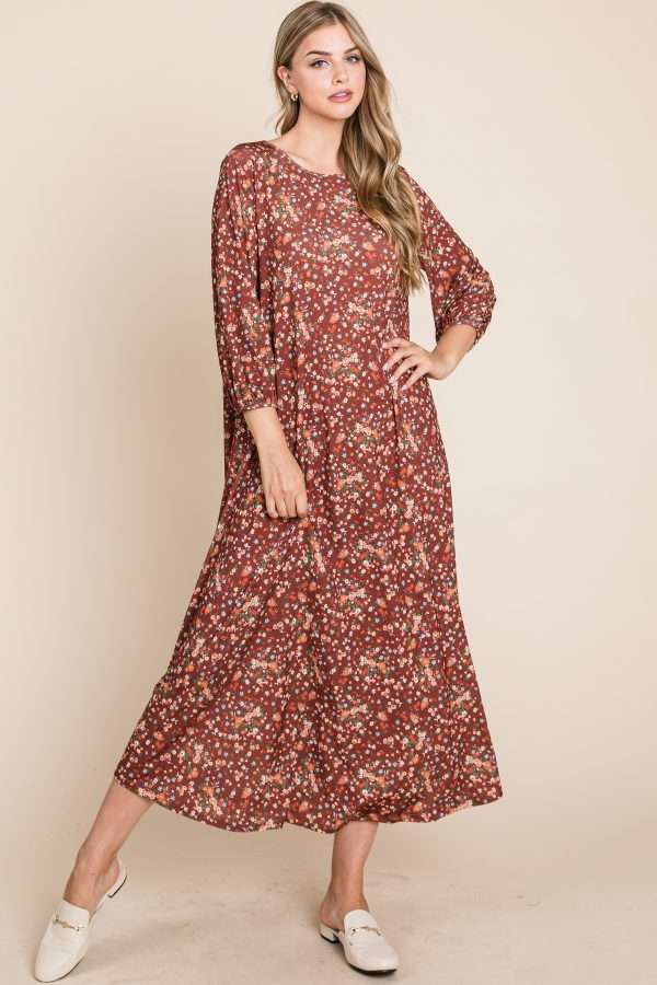 Delilah Dress- Brown Floral Print