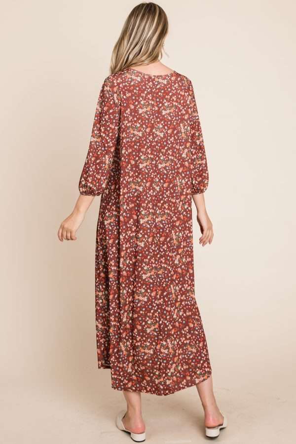 Delilah Dress- Brown Floral Print