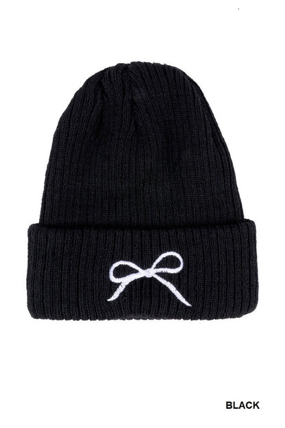 Bow Embroidered Beanie