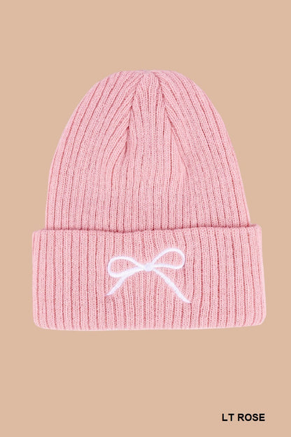 Bow Embroidered Beanie